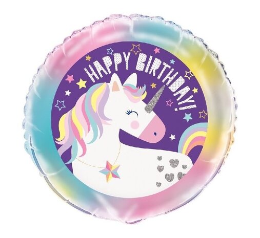 Unique Party Heliumballon Einhorn Hurra Happy Birthday 45cm | gefüllt mit Helium Unique Party Heliumballon Einhorn Hurra Happy Birthday 45cm | gefüllt mit Helium