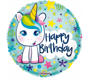 Helium Balloon Unicorn Happy Birthday 45cm | filled with helium Helium Balloon Unicorn Happy Birthday 45cm | filled with helium