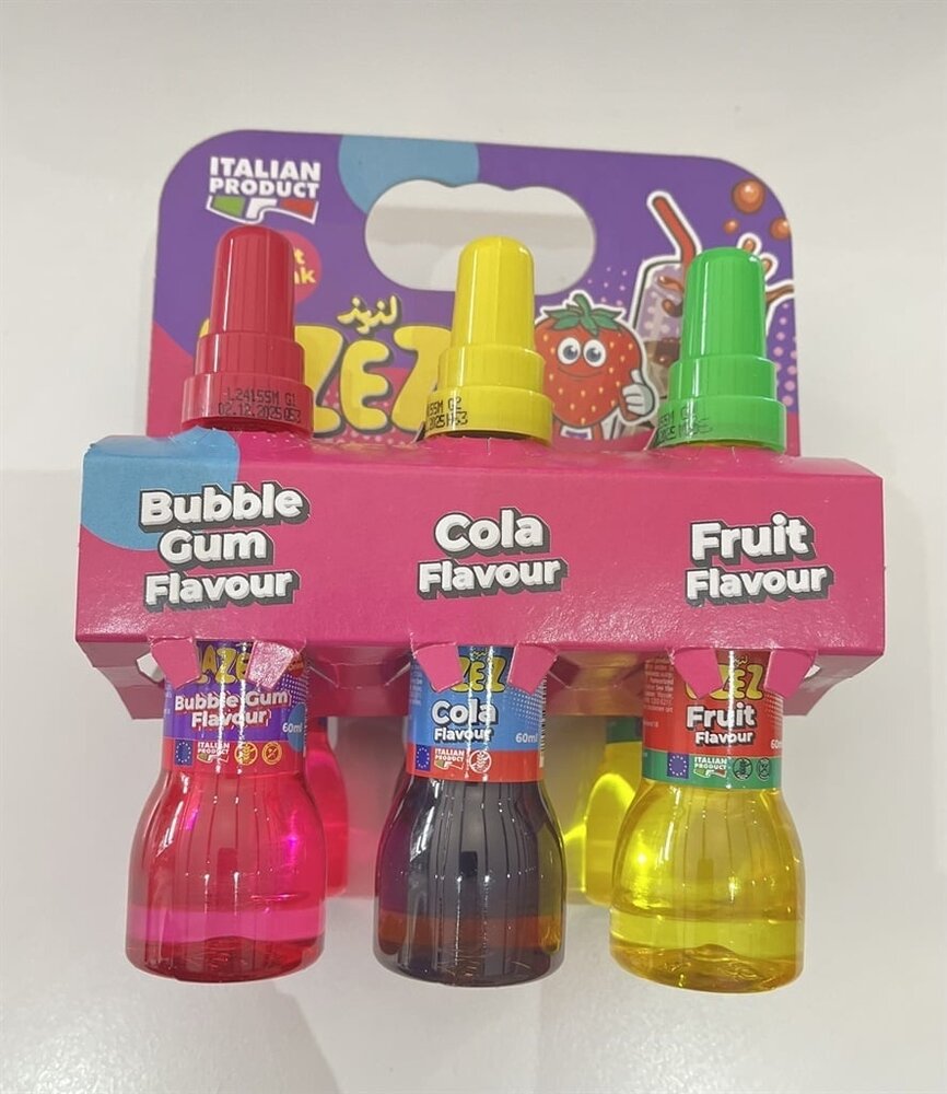 Lazez Juice Bubble Gum - Cola - Fruit | 6 flesjes Lazez Juice Bubble Gum - Cola - Fruit | 6 flesjes