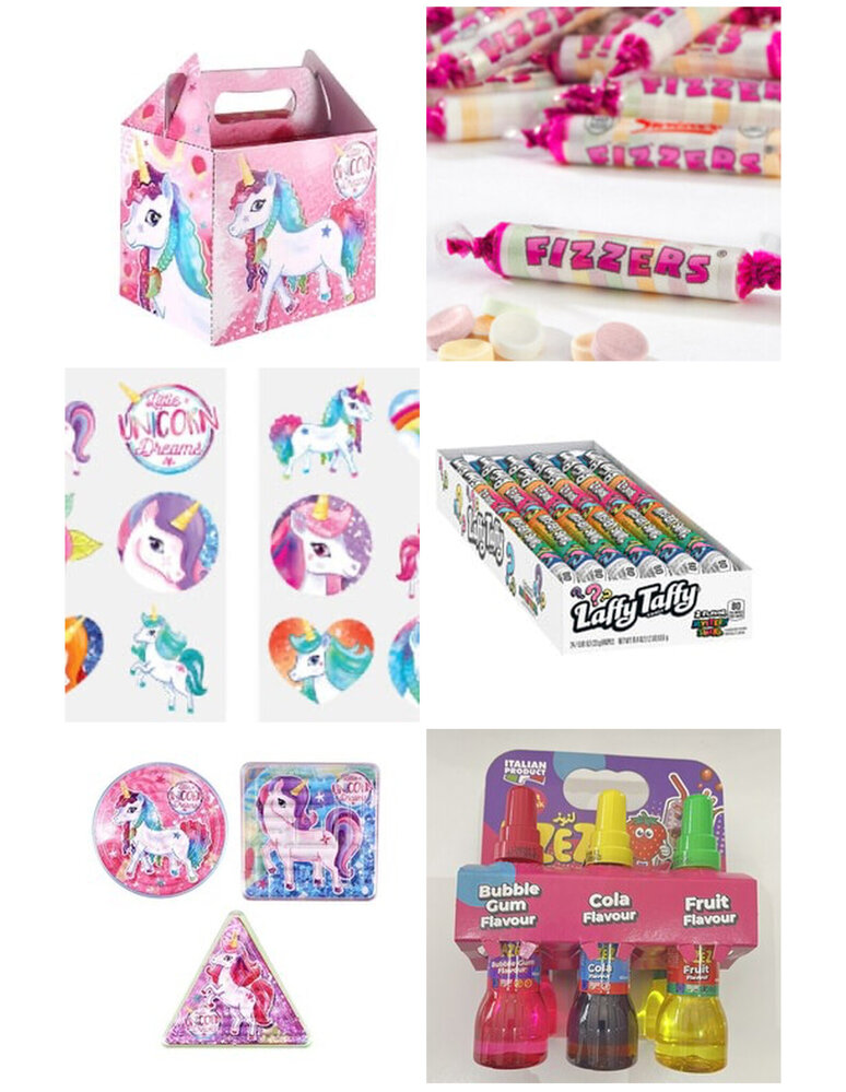 Tuf-Tuf Fertige Einhorn Geschenkboxen 14x9.5x12cm | für 6 Kinder