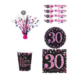 Tuf-Tuf Paquet de décoration de table rose scintillant 30 ans | 34 pièces