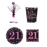 Tuf-Tuf 21 jaar Sparkling Roze Tafeldecoratie Pakket | 34-delig Tuf-Tuf 21 jaar Sparkling Roze Tafeldecoratie Pakket | 34-delig