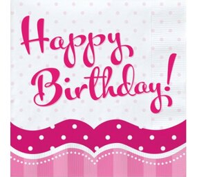 Servet Happy Birthday Pink 33x33cm 18 Stücke