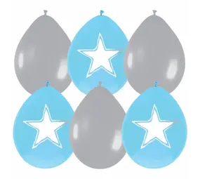 Haza - Witbaard Ballonnen Blauw Jongen met ster schrijfbaar | 6 stuks Haza - Witbaard Ballonnen Blauw Jongen met ster schrijfbaar | 6 stuks