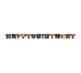 Unique Party Guirlande de lettres de la Ligue de justice des super-héros Happy Birthday 190 cm | par pièce Unique Party Guirlande de lettres de la Ligue de justice des super-héros Happy Birthday 190 cm | par pièce