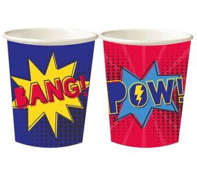 Amscan Superhelden Slogan Bekers 250ml | 8 stuks Amscan Superhelden Slogan Bekers 250ml | 8 stuks