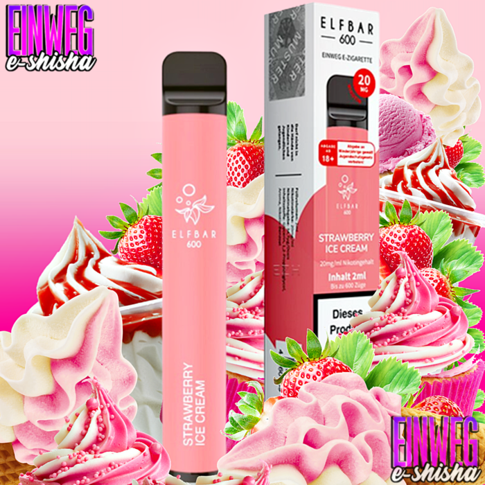 Elf Bar Elf Bar 600 - Strawberry Ice Cream - Einweg E-Shisha - 600 Züge - 20 mg Nikotin