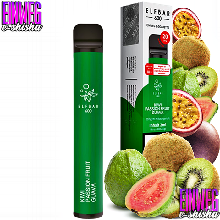 Elf Bar Elf Bar 600 - Kiwi Passion Fruit Guava - Einweg E-Shisha - 600 Züge - 20 mg Nikotin