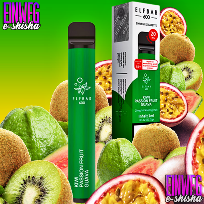 Elf Bar Elf Bar 600 - Kiwi Passion Fruit Guava - Einweg E-Shisha - 600 Züge - 20 mg Nikotin