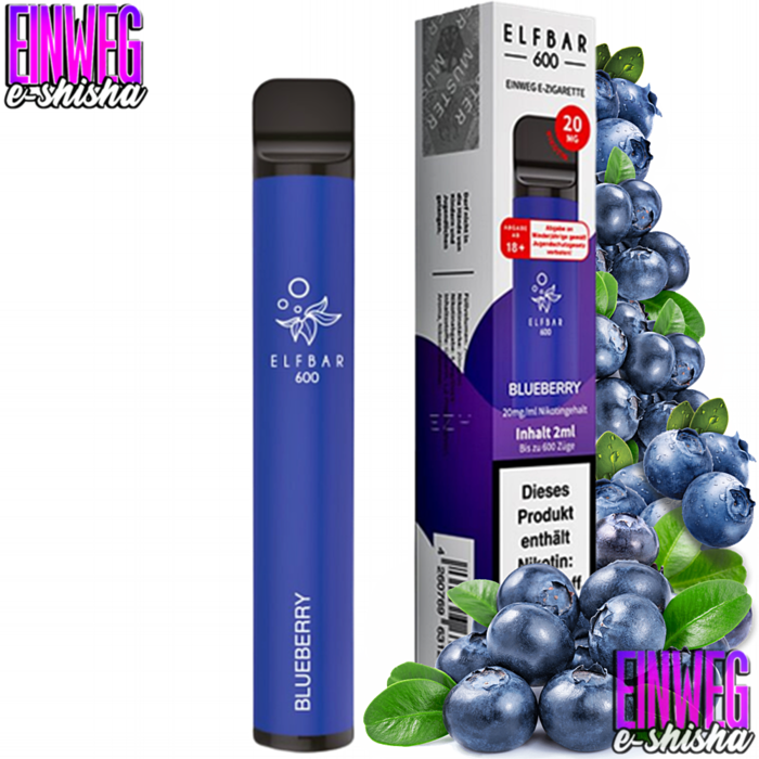 Elf Bar Elf Bar 600 - Blueberry - Einweg E-Shisha - 600 Züge - 20 mg Nikotin