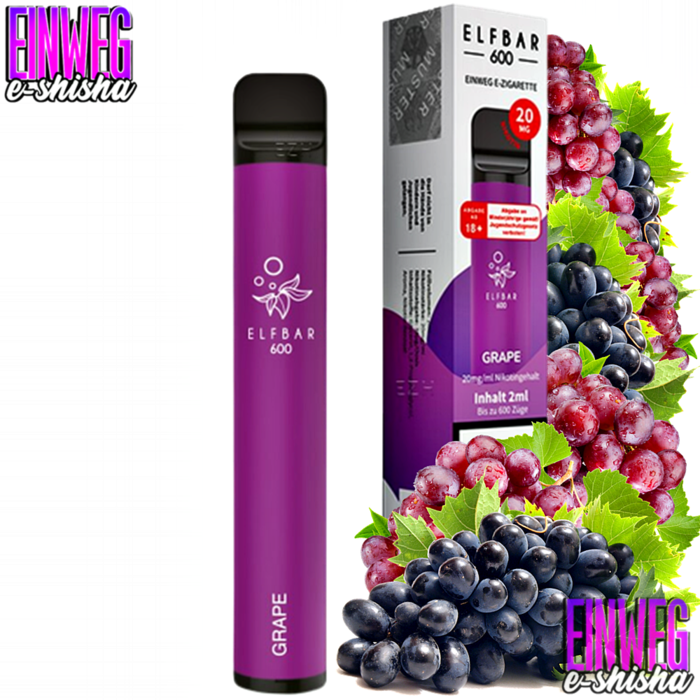 Elf Bar Elf Bar - 600 - Grape - Einweg E-Shisha - 600 Züge - 20 mg Nikotin
