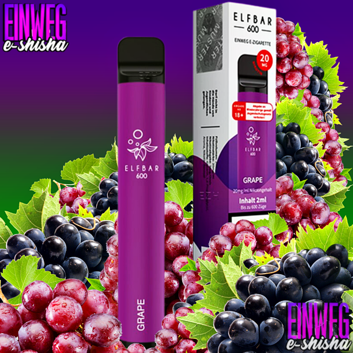 Elf Bar Elf Bar - 600 - Grape - Einweg E-Shisha - 600 Züge - 20 mg Nikotin