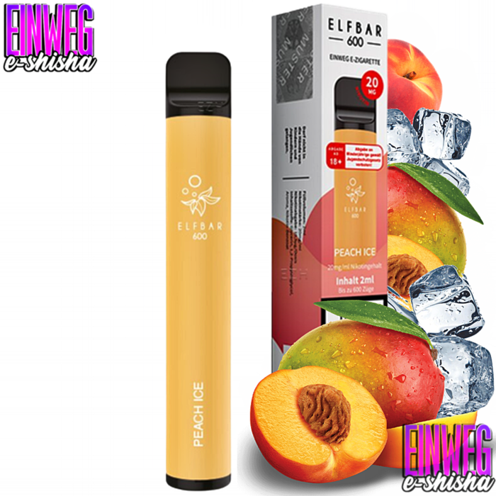 Elf Bar Elf Bar - 600 - Peach Ice - Einweg E-Shisha - 600 Züge - 20 mg Nikotin