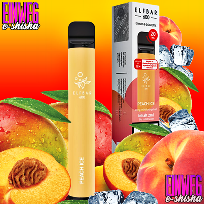 Elf Bar Elf Bar - 600 - Peach Ice - Einweg E-Shisha - 600 Züge - 20 mg Nikotin