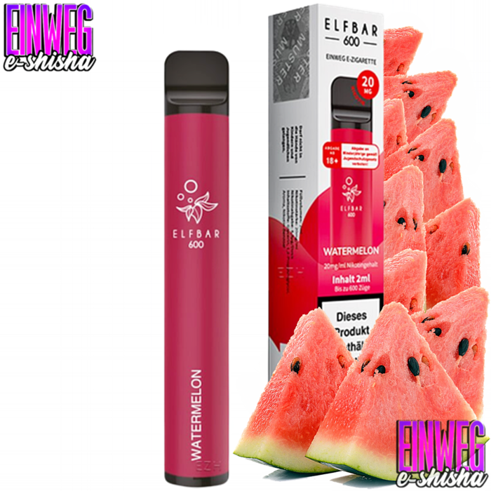 Elf Bar Elf Bar - 600 - Watermelon - Einweg E-Shisha - 600 Züge - 20 mg Nikotin