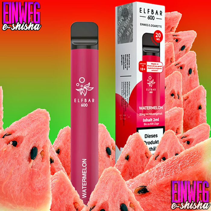 Elf Bar Elf Bar - 600 - Watermelon - Einweg E-Shisha - 600 Züge - 20 mg Nikotin