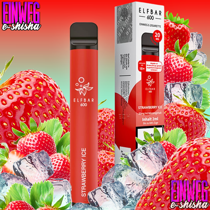 Elf Bar Elf Bar - 600 - Strawberry Ice - Einweg E-Shisha - 600 Züge - 20 mg Nikotin