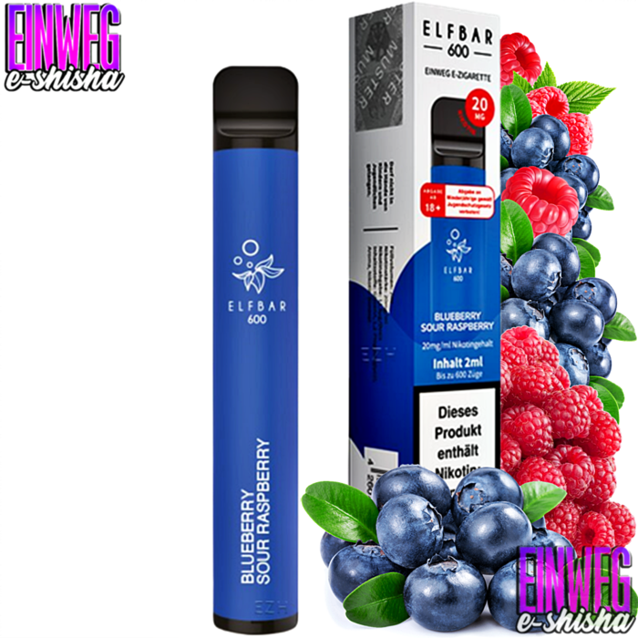 Elf Bar Elf Bar - 600 - Blueberry Sour Raspberry - Einweg E-Shisha - 600 Züge - 20 mg Nikotin