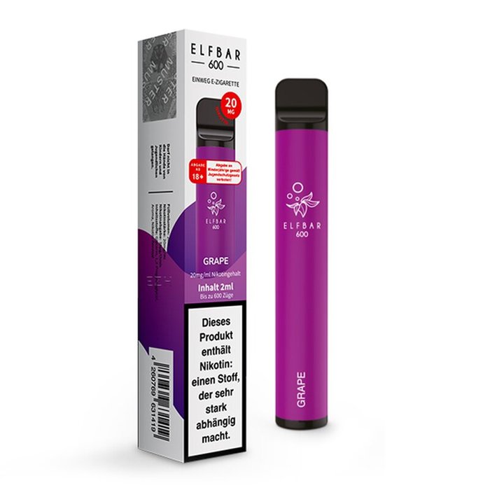 Elf Bar Elf Bar - 600 - Grape - Einweg E-Shisha - 600 Züge - 20 mg Nikotin