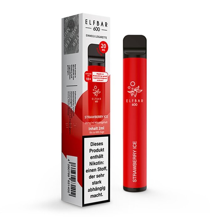 Elf Bar Elf Bar - 600 - Strawberry Ice - Einweg E-Shisha - 600 Züge - 20 mg Nikotin