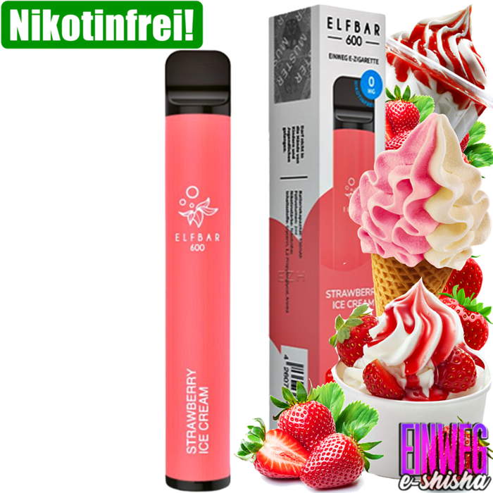 Elf Bar Elf Bar 600 - Strawberry Ice Cream - Einweg E-Shisha - 600 Züge - Nikotinfrei