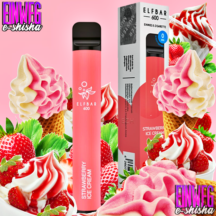 Elf Bar Elf Bar 600 - Strawberry Ice Cream - Einweg E-Shisha - 600 Züge - Nikotinfrei