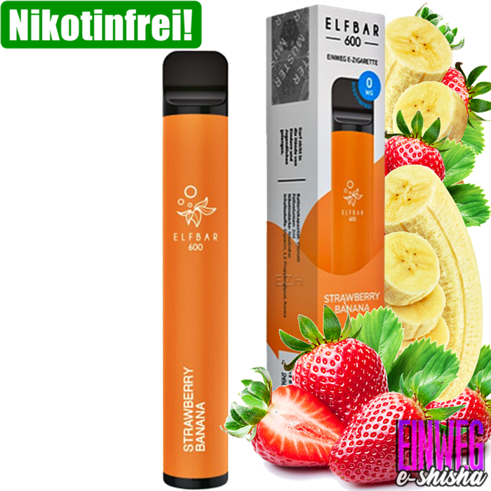 Elf Bar Elf Bar 600 - Strawberry Banana - Einweg E-Shisha - 600 Züge - Nikotinfrei
