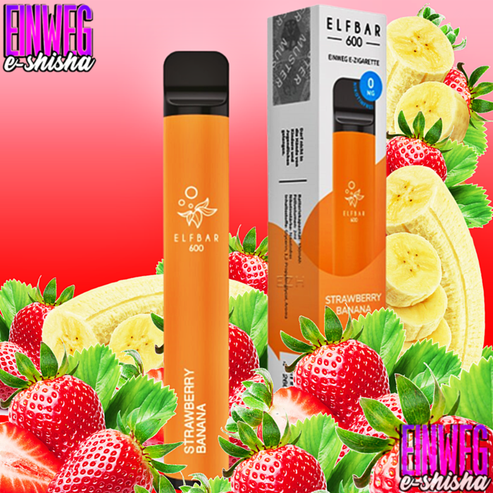 Elf Bar Elf Bar 600 - Strawberry Banana - Einweg E-Shisha - 600 Züge - Nikotinfrei