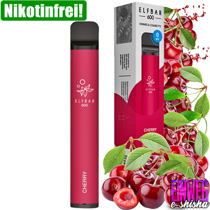 Elf Bar Elf Bar 600 - Cherry - Einweg E-Shisha - 600 Züge - Nikotinfrei