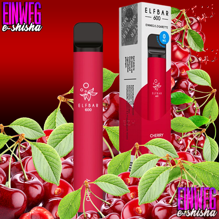 Elf Bar Elf Bar 600 - Cherry - Einweg E-Shisha - 600 Züge - Nikotinfrei