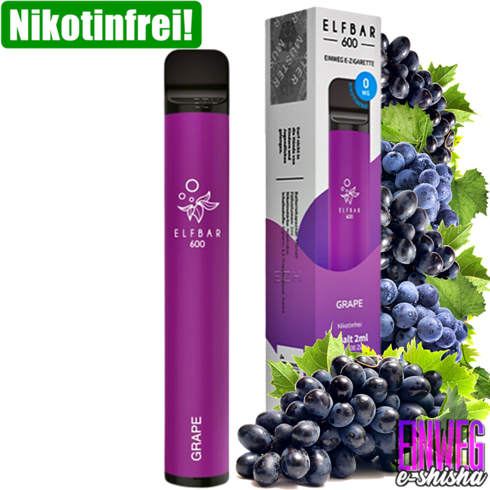Elf Bar Elf Bar - 600 - Grape - Einweg E-Shisha - 600 Züge - Nikotinfrei