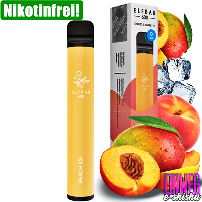 Elf Bar Elf Bar - 600 - Peach Ice - Einweg E-Shisha - 600 Züge - Nikotinfrei