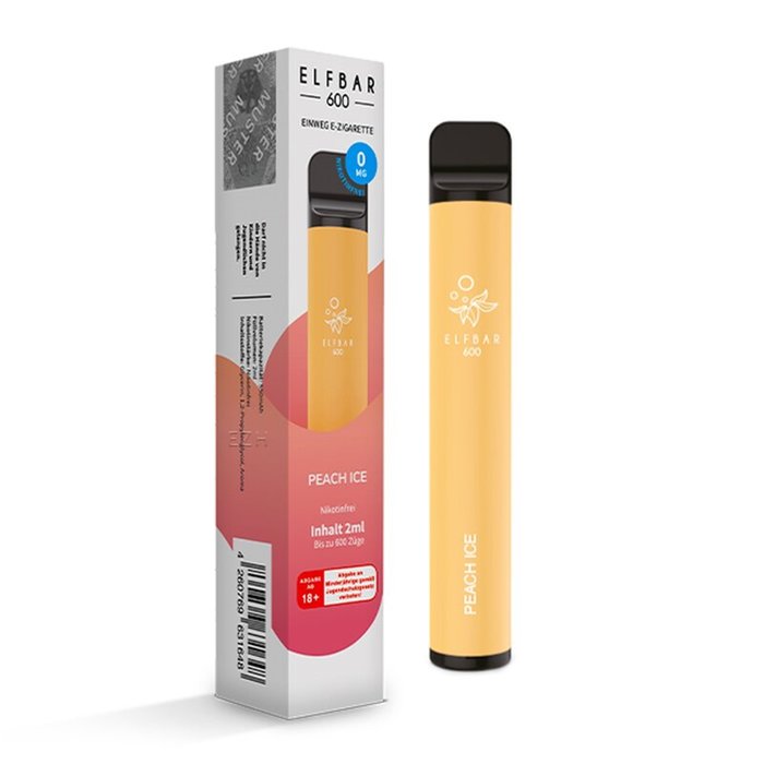 Elf Bar Elf Bar - 600 - Peach Ice - Einweg E-Shisha - 600 Züge - Nikotinfrei