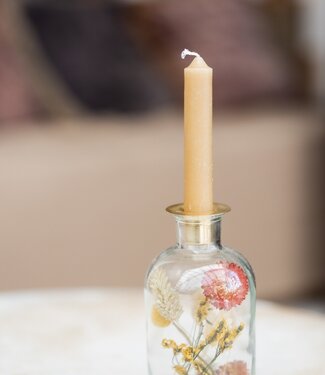 Glass candle holder 16cm dry flowers orange/yellow