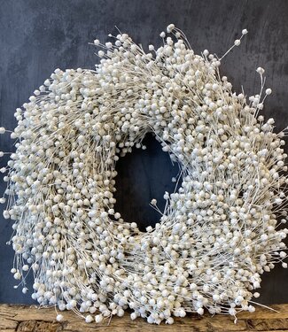 MyFlowers White flax wreath | Diameter 40 centimetres