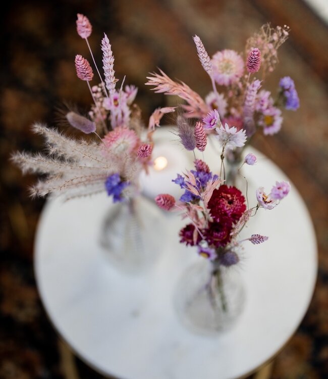 Set Loua Pink | 3 Vasen mit rosa Trockenblumen