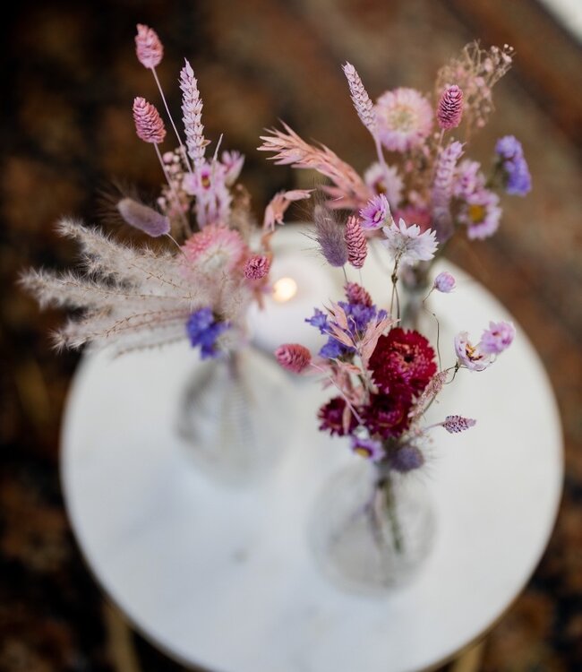 Set Loua Pink | 3 vases including pink dried flowers