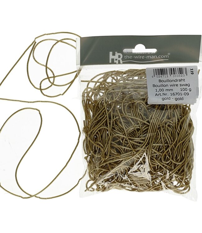 Gold-colored wire Bouillon wire 1mm 100 grams | Can be ordered per piece