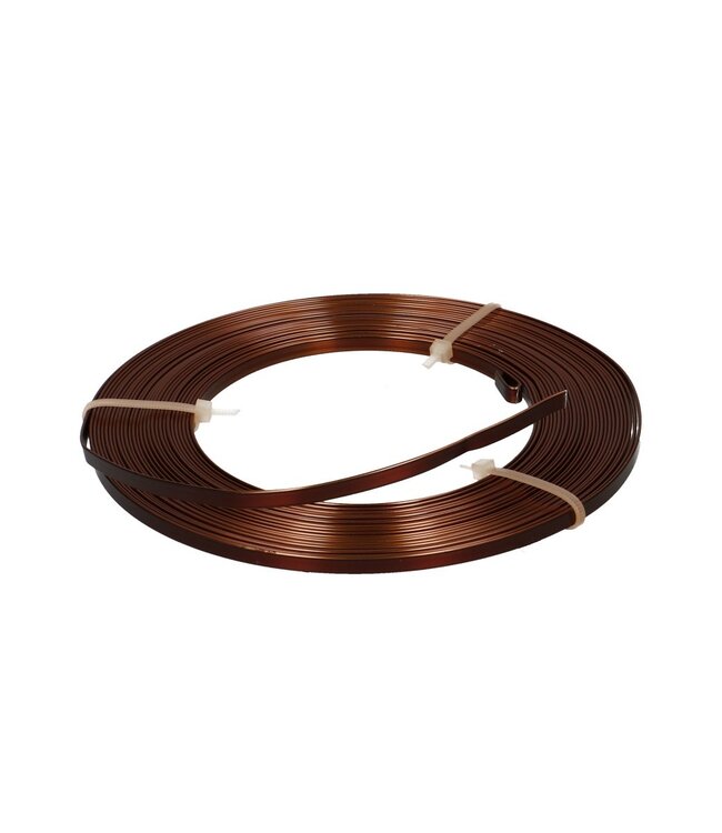 Dark brown wire Aluminum flat 5mm | Length 10 meters | Can be ordered per piece