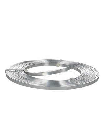 Silberfarbener Draht Aluminium flach 5mm | Länge 10 Meter (x1)