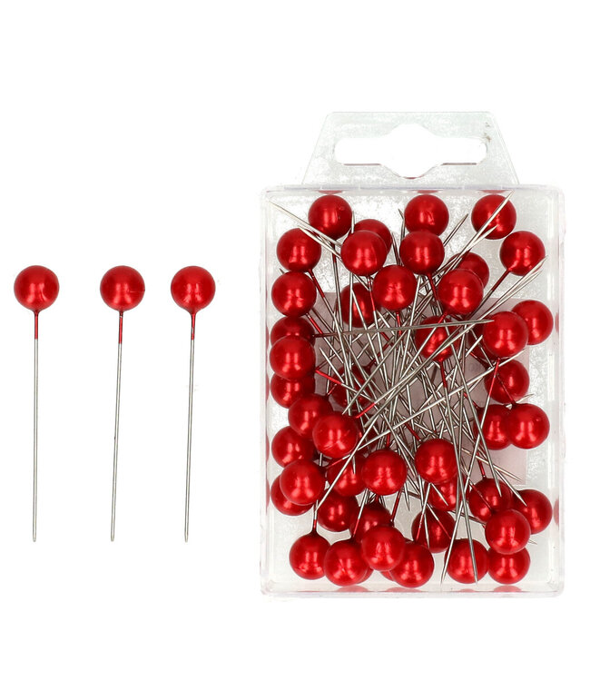 Red pins Pearl d10*60mm | Per 50 pieces