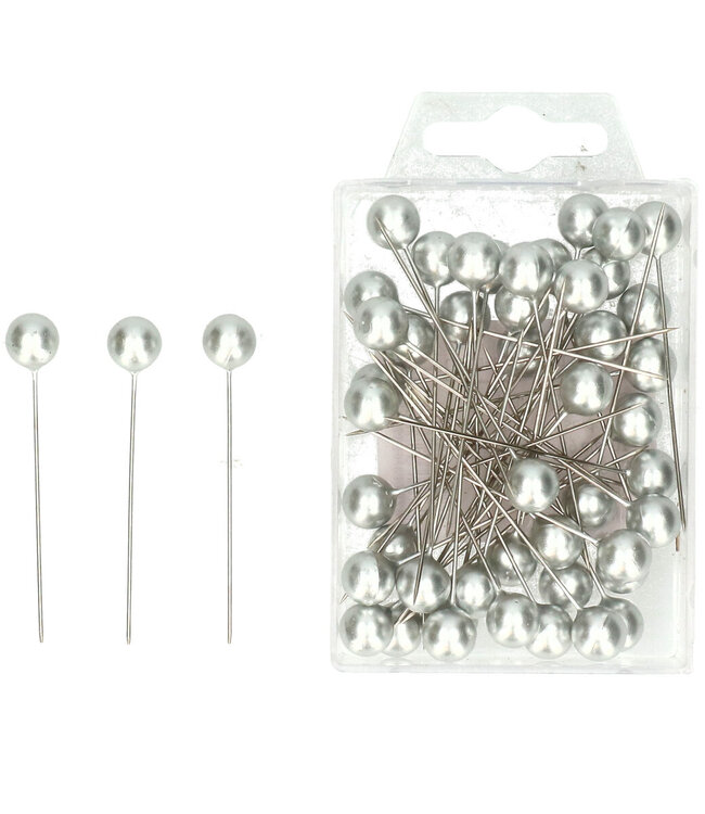 Silver-colored pins Pearl d10*60mm | Per 50 pieces