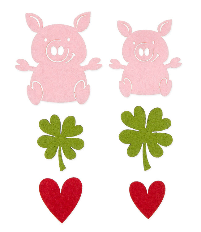 Décoration de couleurs mélangées Cochon/cœur 2,5-6 centimètres | Par 24 pièces