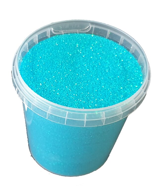 Fijne zeeblauwe regenboog glitters | 400 gram in emmer | Maat: 1/64 - 0,6 mm - 15 Hex