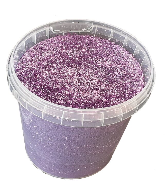 Fijne lavendel roze glitters | 400 gram in emmer | Maat: 1/64 - 0,6 mm - 15 Hex