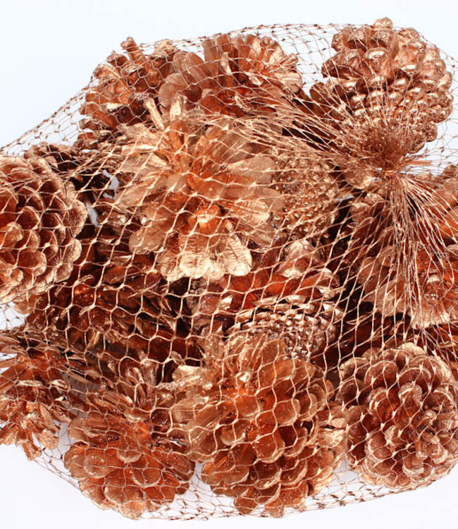 Pine cones | packaged per 500 grams | Colour: Copper-coloured (x4)