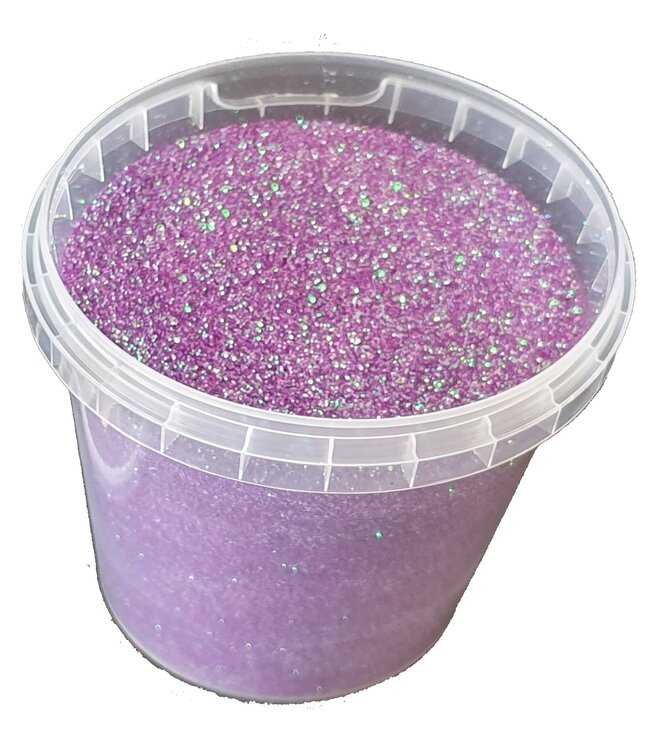 Fijne fuchsia regenboog glitters | 400 gram in emmer | Maat: 1/64 - 0,6 mm - 15 Hex