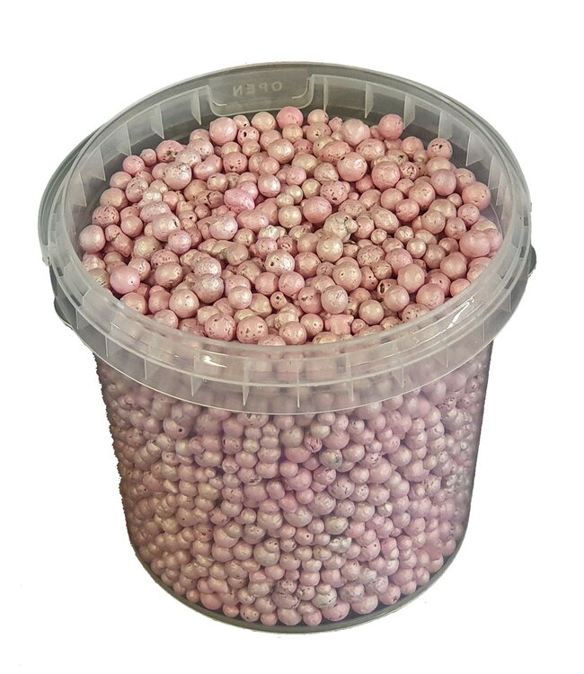 Terracotta pearls | bucket 1 litre | Colour: Pink (x6)