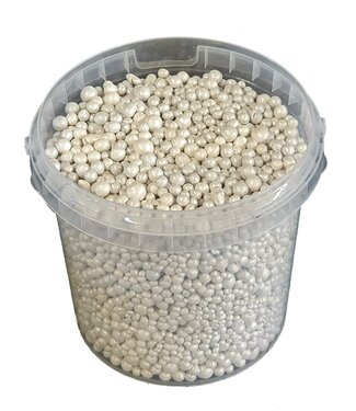 Terracotta pearls | bucket 1 litre | white (x6)