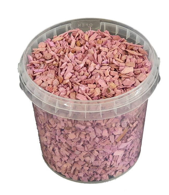 Decorative wood chips | 1 litre bucket | Colour: Frosted Pink (x6)